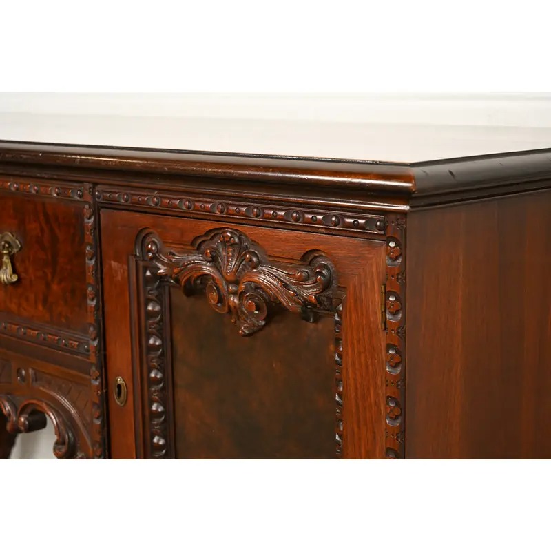 Berkey & Gay Style Chippendale Carved Mahogany Sideboard or Bar Cabinet, Circa 1920s - Image 10