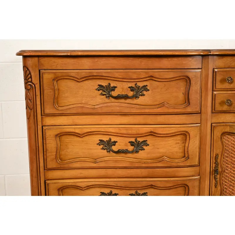 French Provincial Louis XV Carved Fruitwood Triple Dresser by Fancher Furniture, Circa 1960s - Image 10