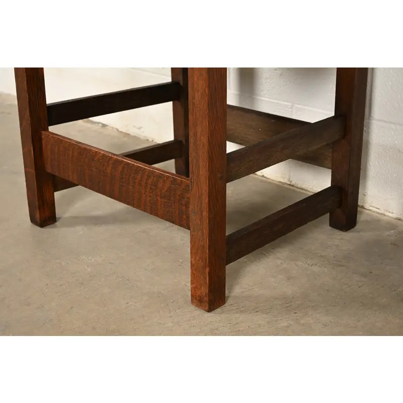 Gustav Stickley Antique Mission Oak Arts & Crafts Armchair With Rush Seat, Circa 1910 - Image 10