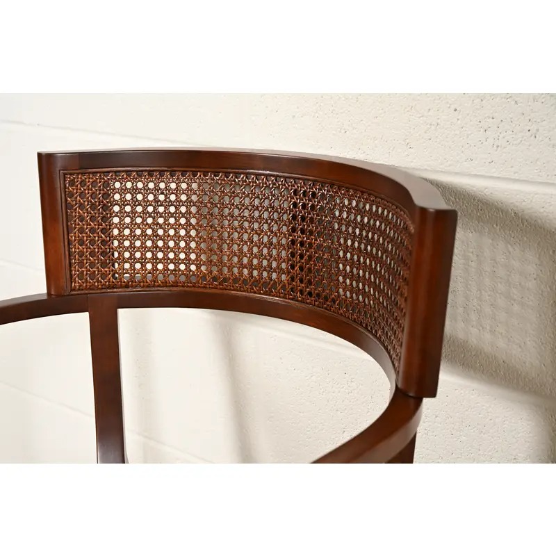 Michael Taylor for Baker Furniture Klismos Cherry Wood and Cane Armchair, Newly Refinished - Image 9