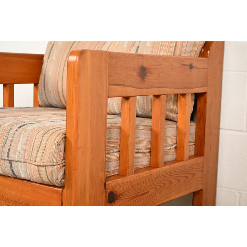 Mid-Century Modern Knotty Pine Lounge Chair With Southwest Upholstery, Circa 1960s - Image 10