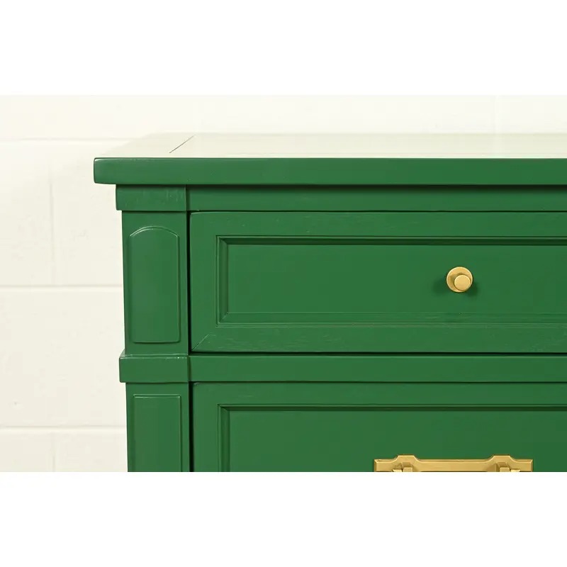 White Furniture French Regency Louis XVI Green Lacquered Dresser or Credenza, Newly Refinished - Image 10