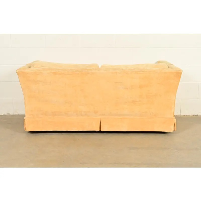 Baker Furniture Style Modern Mohair Velvet Tuxedo Sofa or Loveseat - Image 11