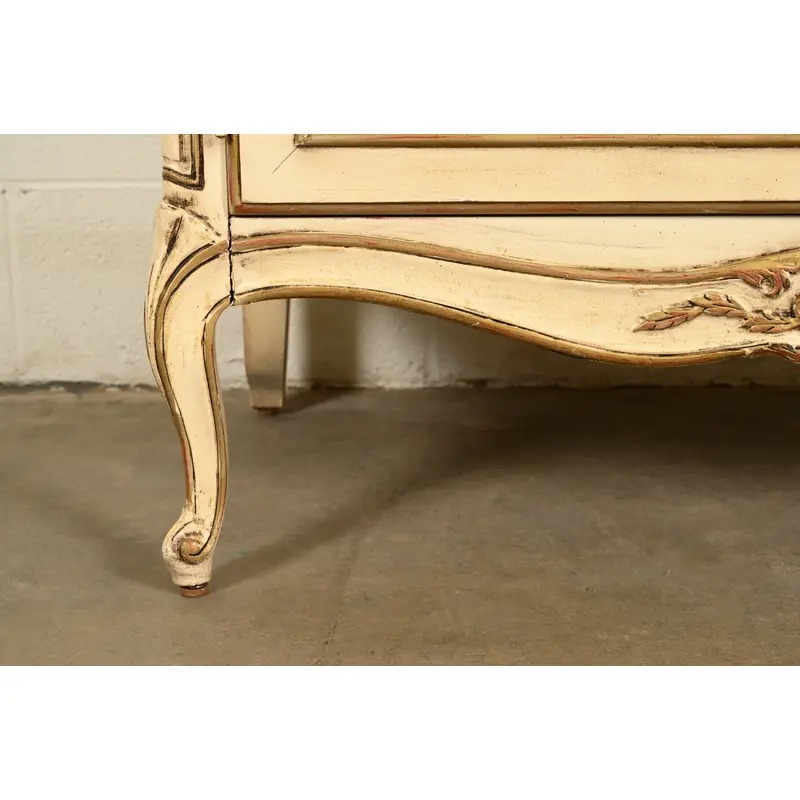 Henredon French Provincial Louis XV Cream Lacquered Armoire Dresser or Gentleman's Chest, Circa 1960s - Image 11