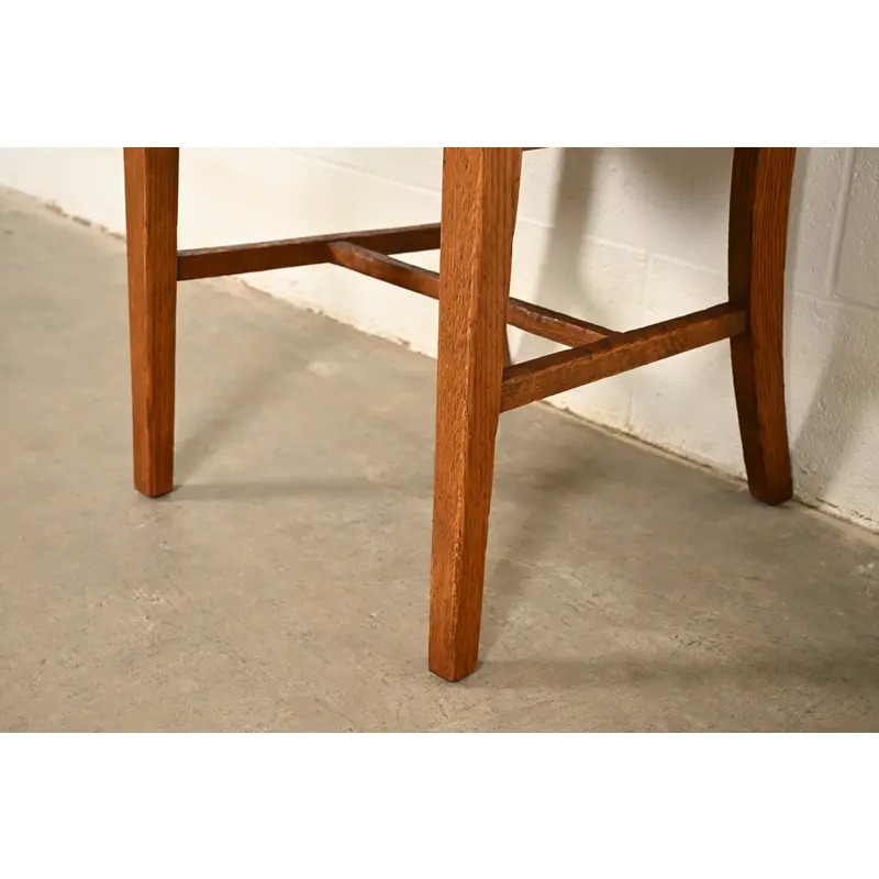 Limbert Style Antique Mission Oak Arts & Crafts Spindle Back Side Chairs or Dining Chairs, Pair - Image 11