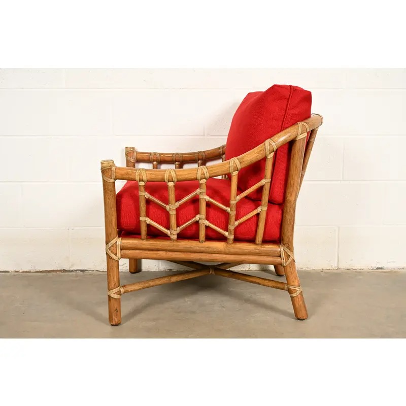 McGuire Mid-Century Hollywood Regency Bamboo Rattan Lounge Chair - Image 11