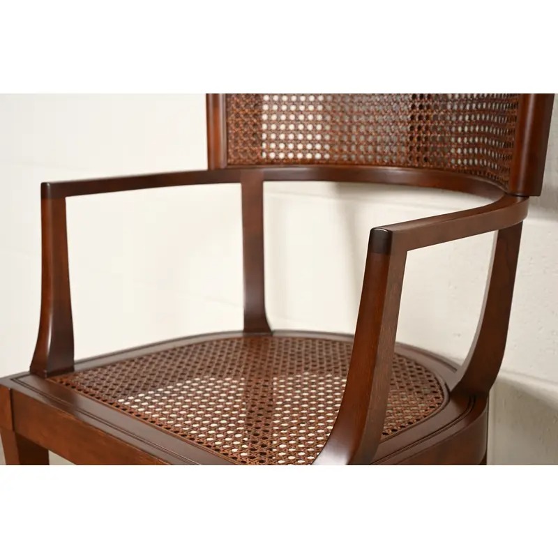 Michael Taylor for Baker Furniture Klismos Cherry Wood and Cane Armchair, Newly Refinished - Image 10