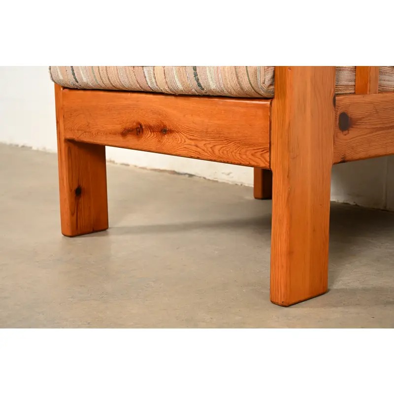 Mid-Century Modern Knotty Pine Lounge Chair With Southwest Upholstery, Circa 1960s - Image 11