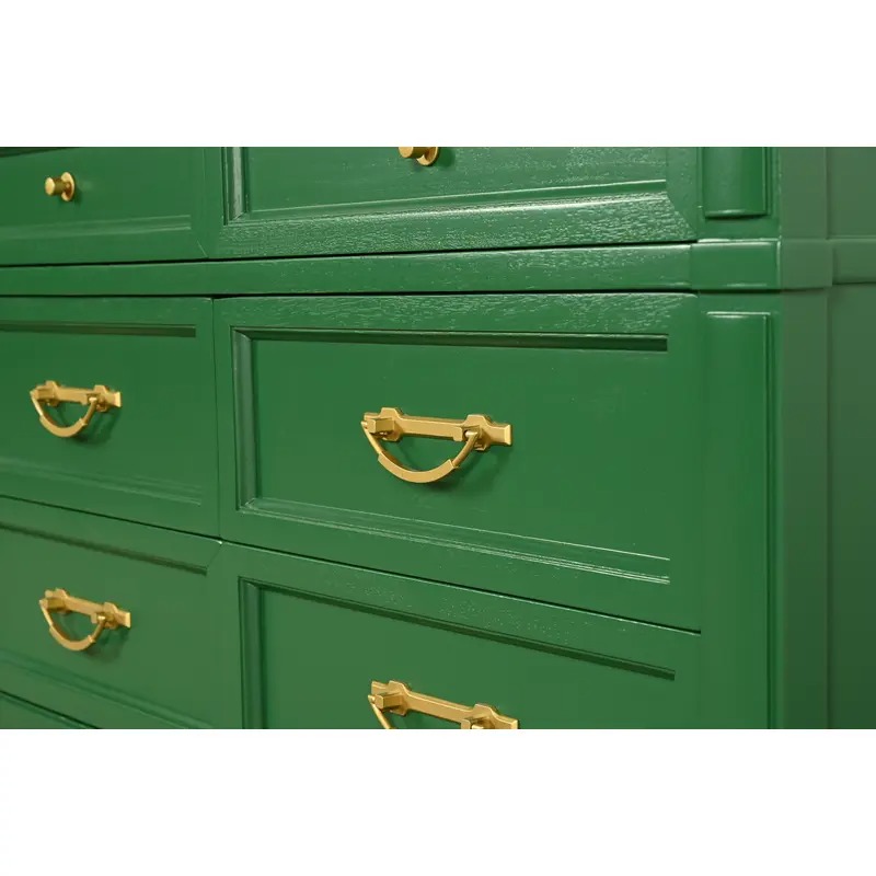 White Furniture French Regency Louis XVI Green Lacquered Dresser or Credenza, Newly Refinished - Image 11