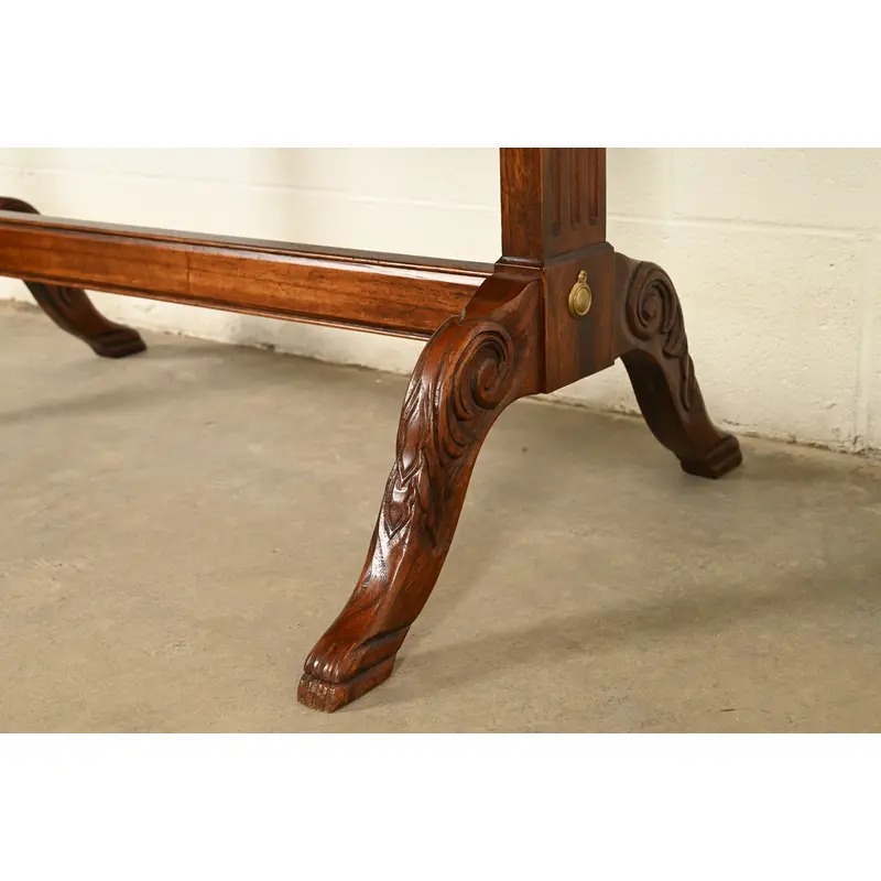 Baker Furniture Style American Empire Carved Mahogany Game Table or Occasional Table, Circa 1970s - Image 12