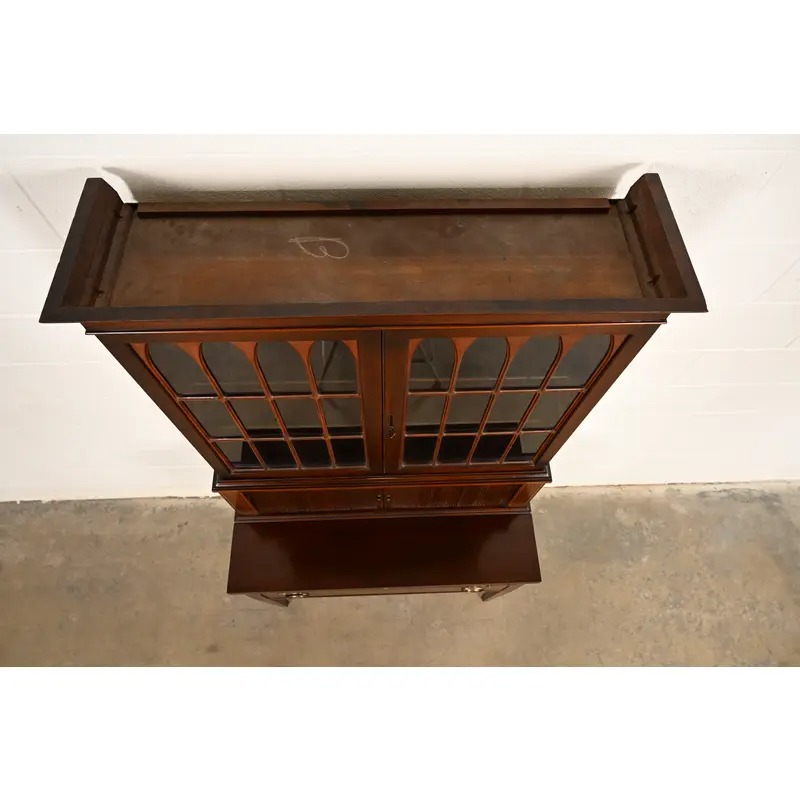 Baker Furniture Style Hepplewhite Mahogany Secretary Desk With Bookcase Hutch, Circa 1920s - Image 12
