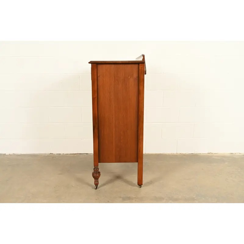 Berkey & Gay Style Antique French Regency Louis XVI Walnut Highboy Dresser, Circa 1930s - Image 12