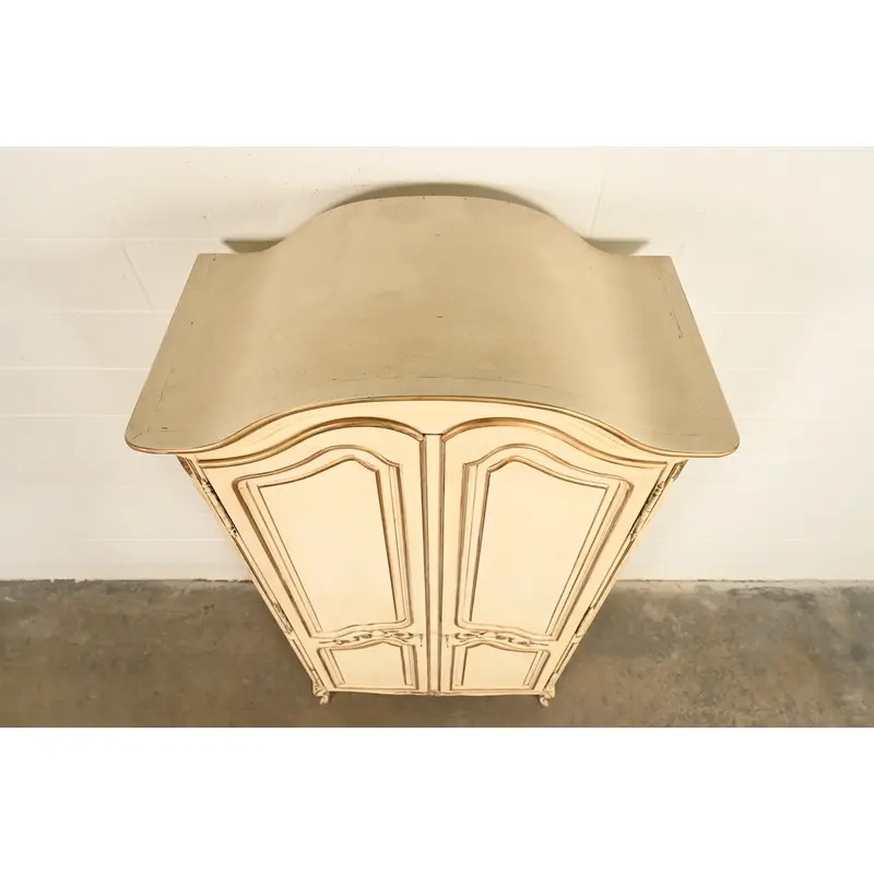Henredon French Provincial Louis XV Cream Lacquered Armoire Dresser or Gentleman's Chest, Circa 1960s - Image 12