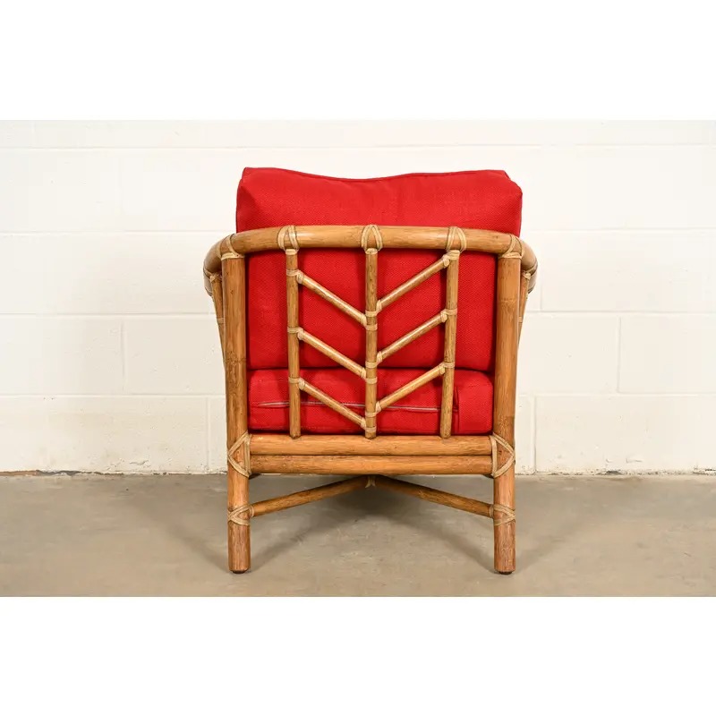 McGuire Mid-Century Hollywood Regency Bamboo Rattan Lounge Chair - Image 12