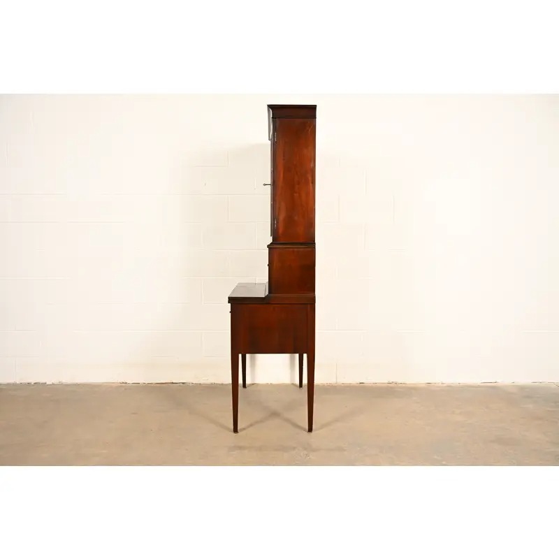Baker Furniture Style Hepplewhite Mahogany Secretary Desk With Bookcase Hutch, Circa 1920s - Image 13
