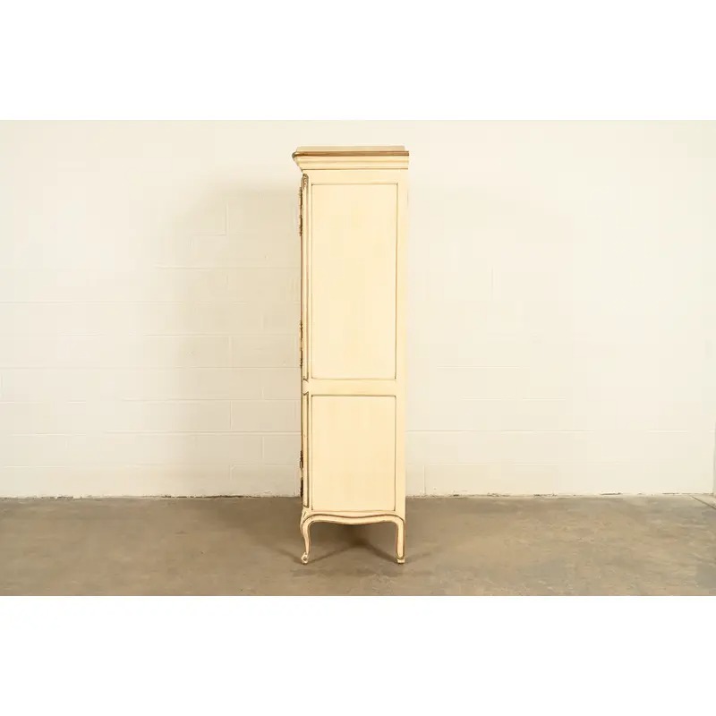 Henredon French Provincial Louis XV Cream Lacquered Armoire Dresser or Gentleman's Chest, Circa 1960s - Image 13