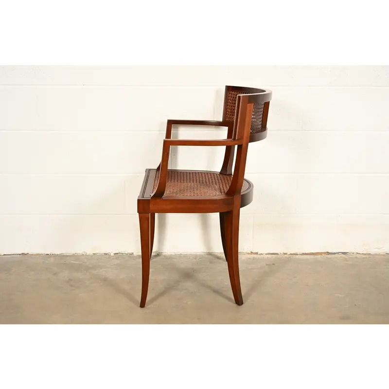 Michael Taylor for Baker Furniture Klismos Cherry Wood and Cane Armchair, Newly Refinished - Image 12