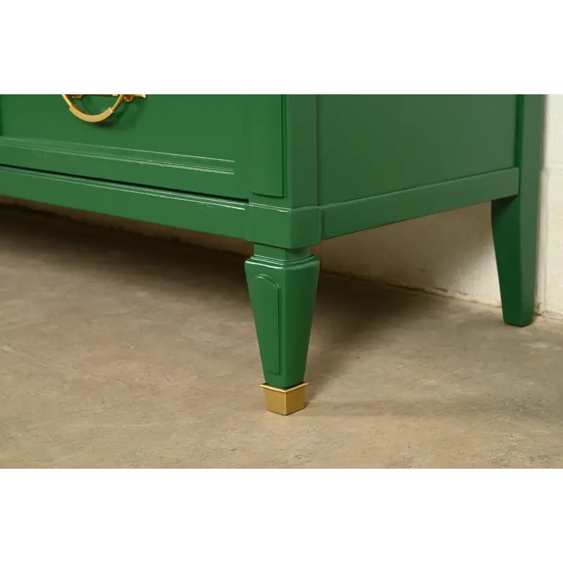 White Furniture French Regency Louis XVI Green Lacquered Dresser or Credenza, Newly Refinished - Image 13