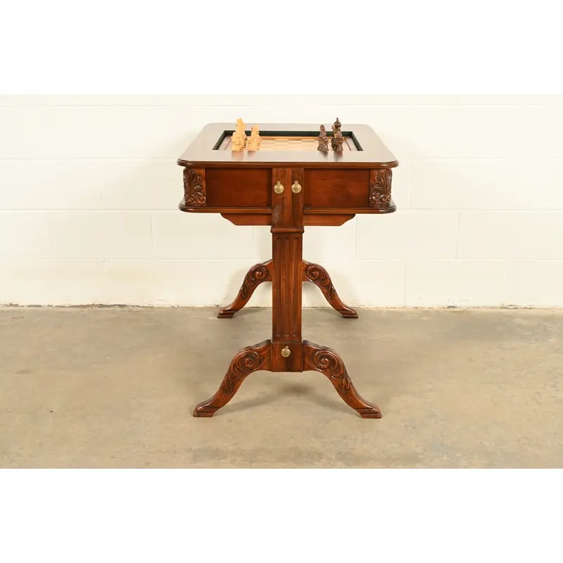 Baker Furniture Style American Empire Carved Mahogany Game Table or Occasional Table, Circa 1970s - Image 14