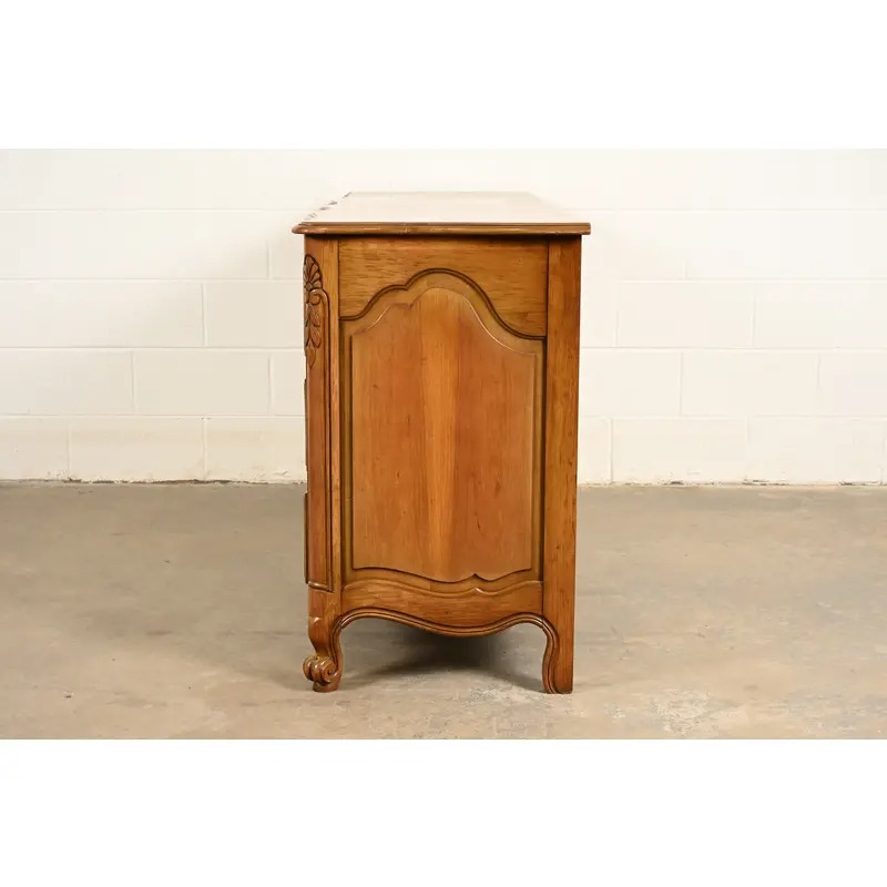 French Provincial Louis XV Carved Fruitwood Triple Dresser by Fancher Furniture, Circa 1960s - Image 14