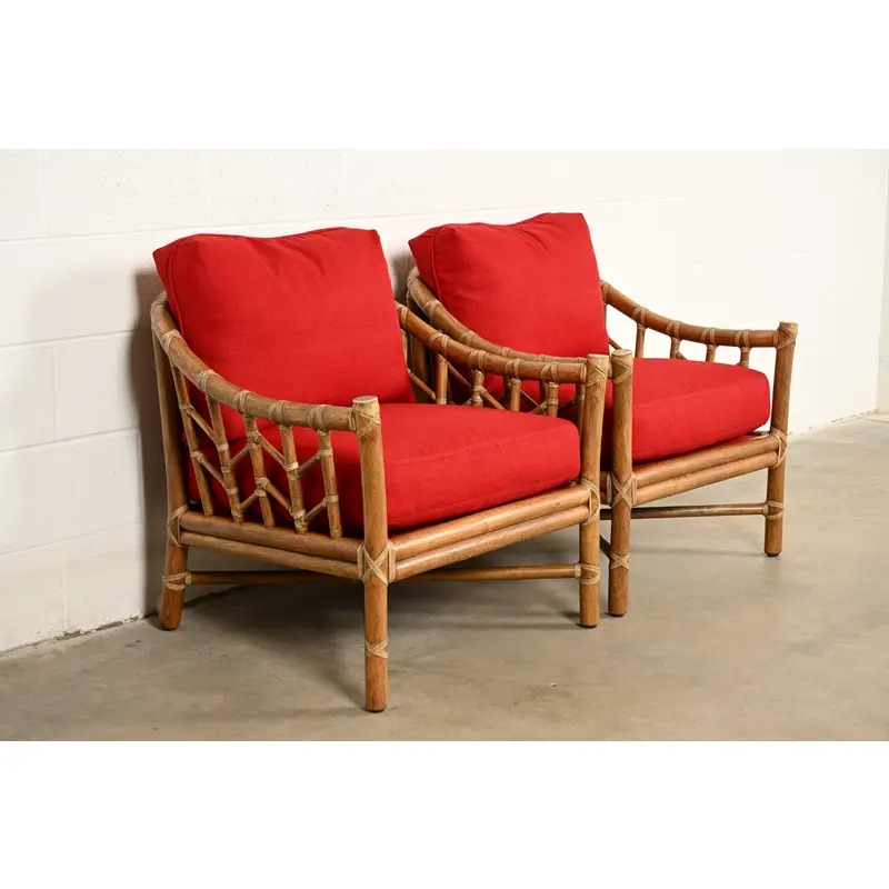 McGuire Mid-Century Hollywood Regency Bamboo Rattan Lounge Chair - Image 14