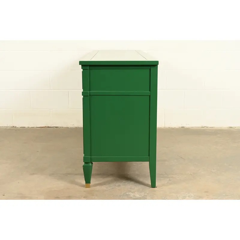 White Furniture French Regency Louis XVI Green Lacquered Dresser or Credenza, Newly Refinished - Image 14