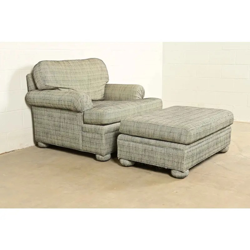 Ethan Allen Modern Upholstered Oversized Lounge Chair With Ottoman