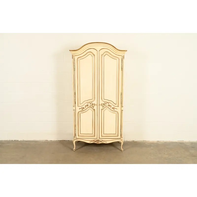 Henredon French Provincial Louis XV Cream Lacquered Armoire Dresser or Gentleman's Chest, Circa 1960s
