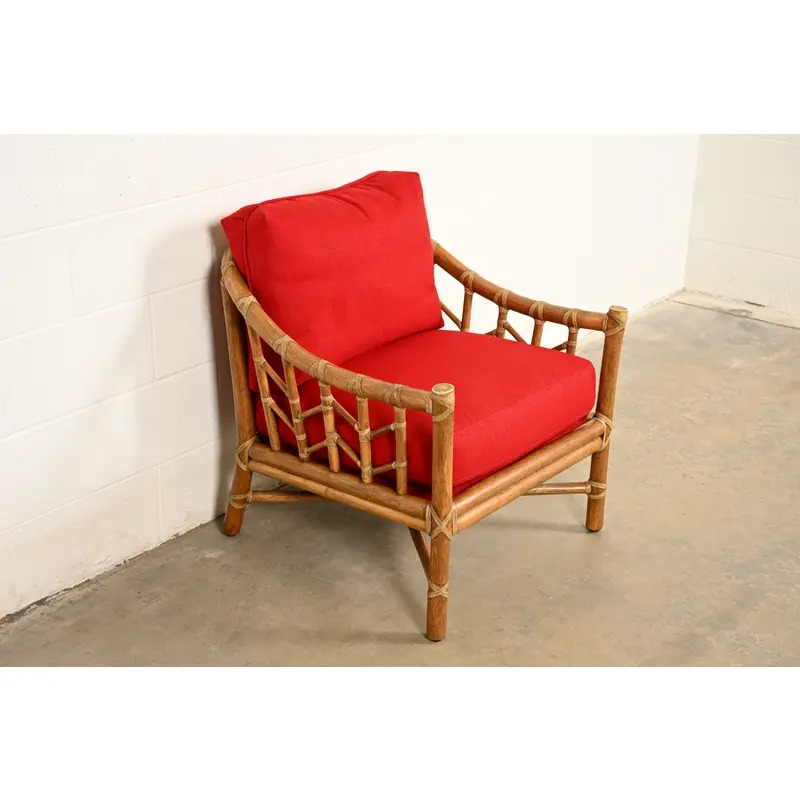 McGuire Mid-Century Hollywood Regency Bamboo Rattan Lounge Chair