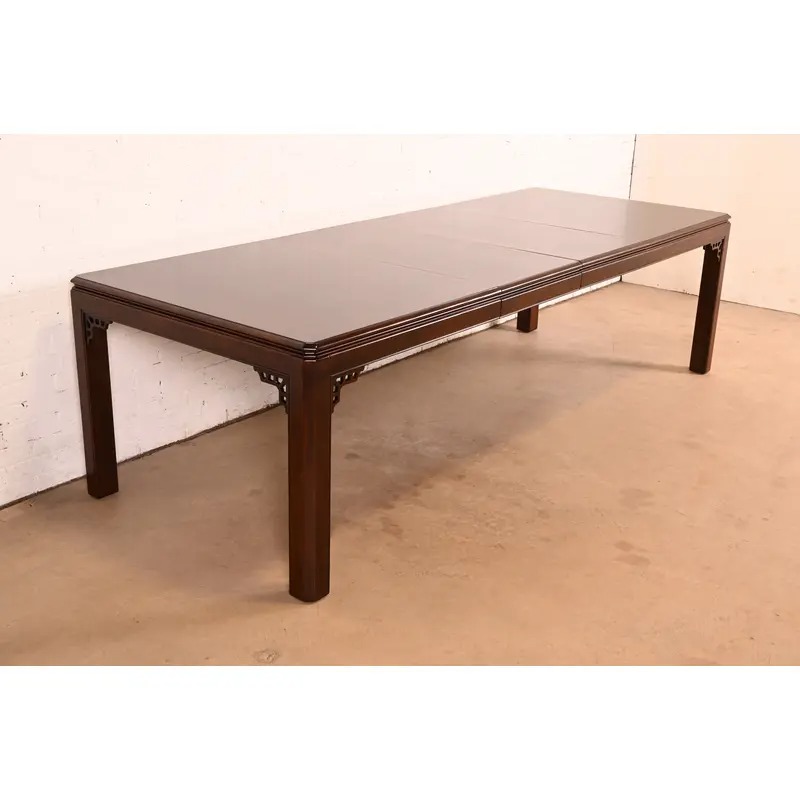 Drexel Chippendale Mahogany Extension Dining Table, Newly Refinished