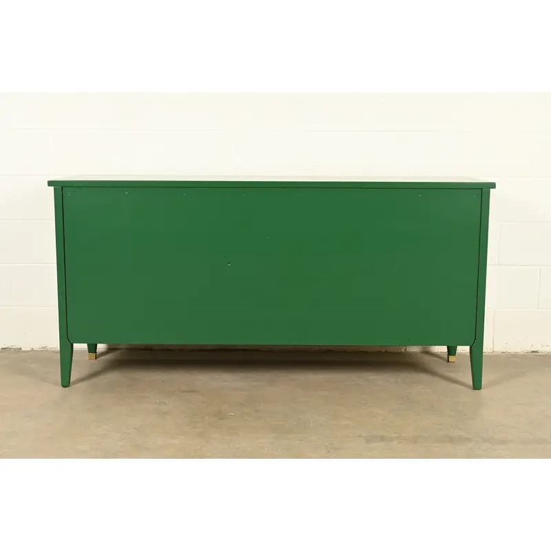 White Furniture French Regency Louis XVI Green Lacquered Dresser or Credenza, Newly Refinished - Image 16