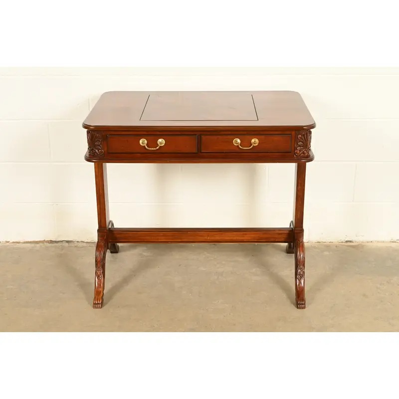 Baker Furniture Style American Empire Carved Mahogany Game Table or Occasional Table, Circa 1970s - Image 2
