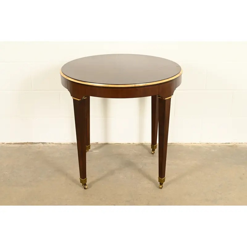 Barbara Barry Style Hollywood Regency Walnut and Parcel Gilt Tea Table or Occasional Side Table by Ethan Allen - Image 2