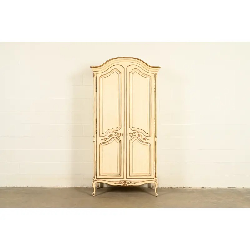 Henredon French Provincial Louis XV Cream Lacquered Armoire Dresser or Gentleman's Chest, Circa 1960s - Image 2