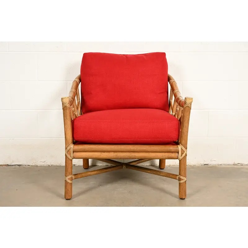 McGuire Mid-Century Hollywood Regency Bamboo Rattan Lounge Chair - Image 2