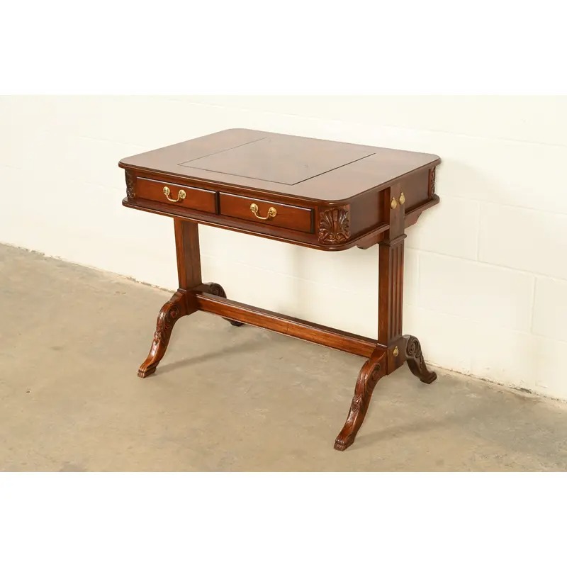 Baker Furniture Style American Empire Carved Mahogany Game Table or Occasional Table, Circa 1970s - Image 3