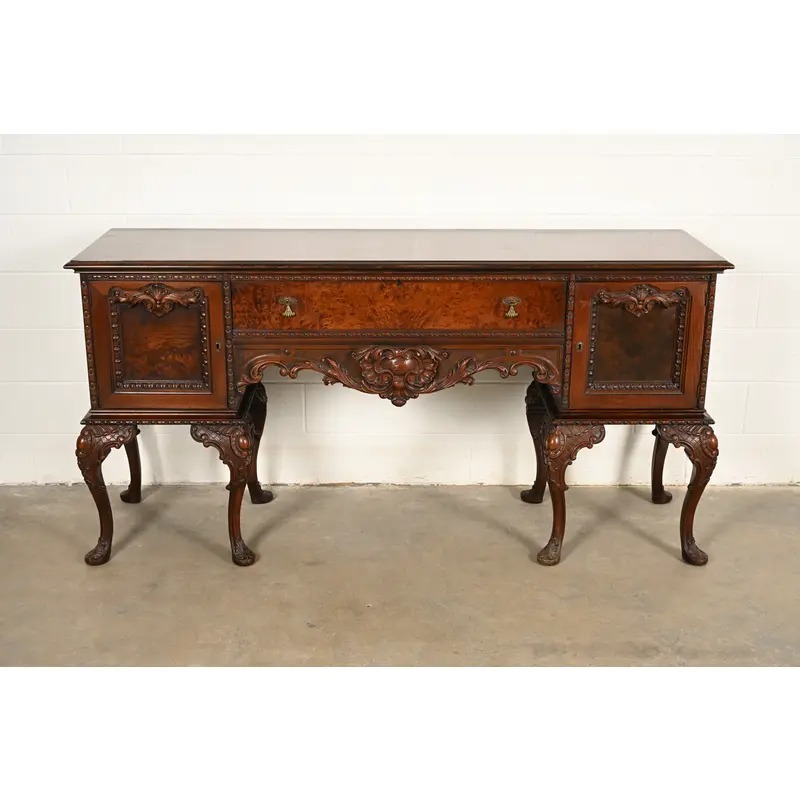 Berkey & Gay Style Chippendale Carved Mahogany Sideboard or Bar Cabinet, Circa 1920s - Image 3