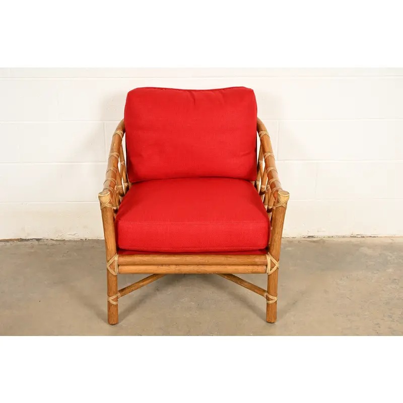 McGuire Mid-Century Hollywood Regency Bamboo Rattan Lounge Chair - Image 3