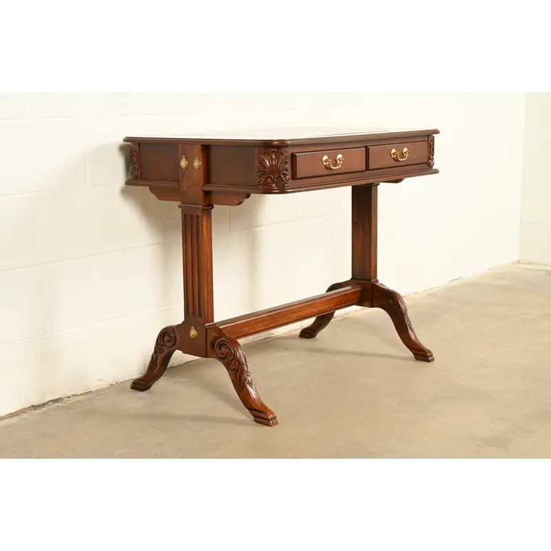 Baker Furniture Style American Empire Carved Mahogany Game Table or Occasional Table, Circa 1970s - Image 4