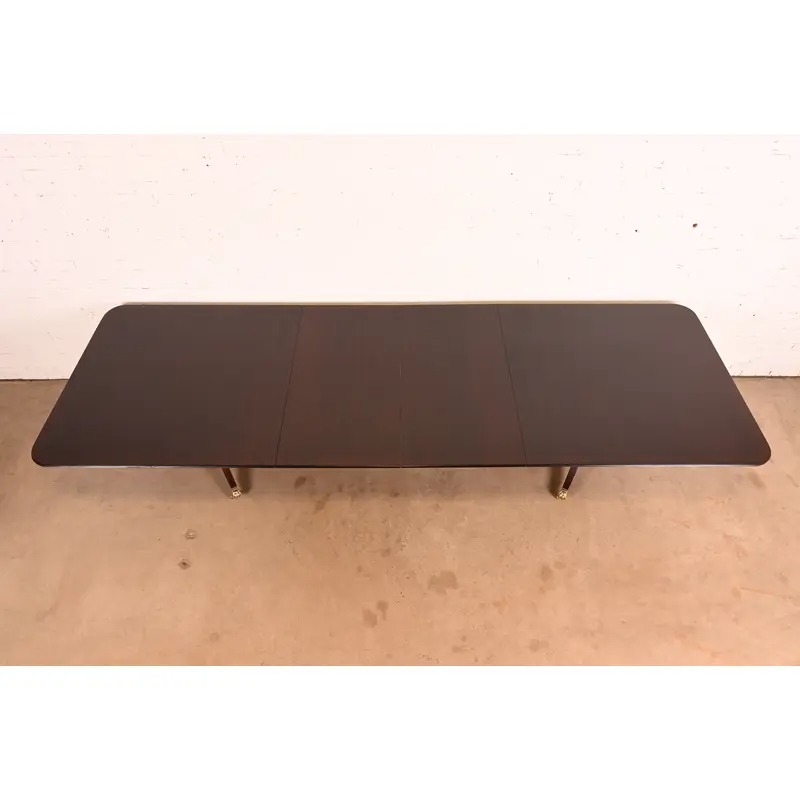 Baker Furniture Style Georgian Mahogany Double Pedestal Extension Dining Table, Newly Refinished - Image 5