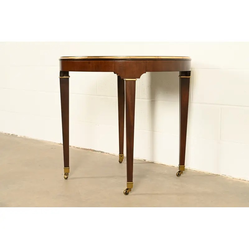 Barbara Barry Style Hollywood Regency Walnut and Parcel Gilt Tea Table or Occasional Side Table by Ethan Allen - Image 5