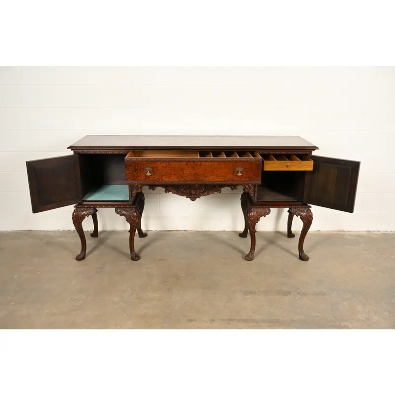Berkey & Gay Style Chippendale Carved Mahogany Sideboard or Bar Cabinet, Circa 1920s - Image 5