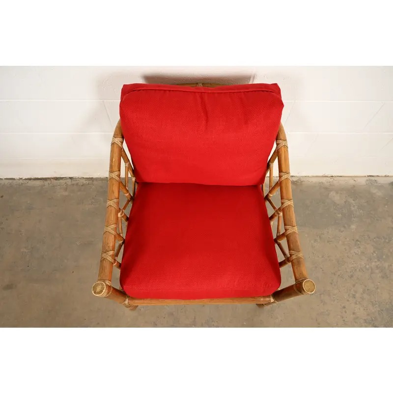 McGuire Mid-Century Hollywood Regency Bamboo Rattan Lounge Chair - Image 5