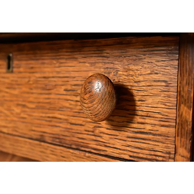 Antique American Empire Carved Tiger Oak Lowboy Dresser, Circa 1900 - Image 6