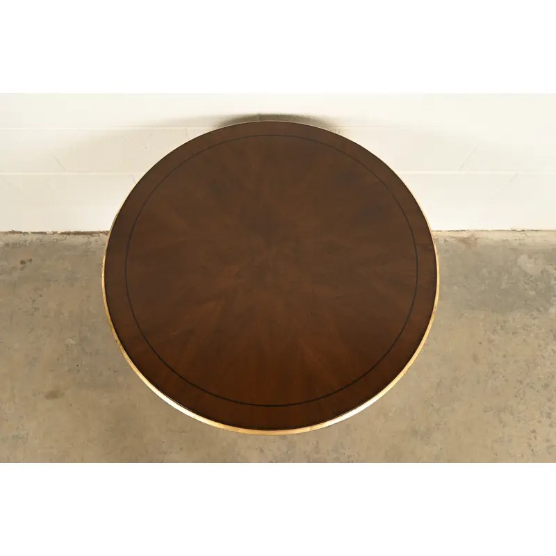 Barbara Barry Style Hollywood Regency Walnut and Parcel Gilt Tea Table or Occasional Side Table by Ethan Allen - Image 6