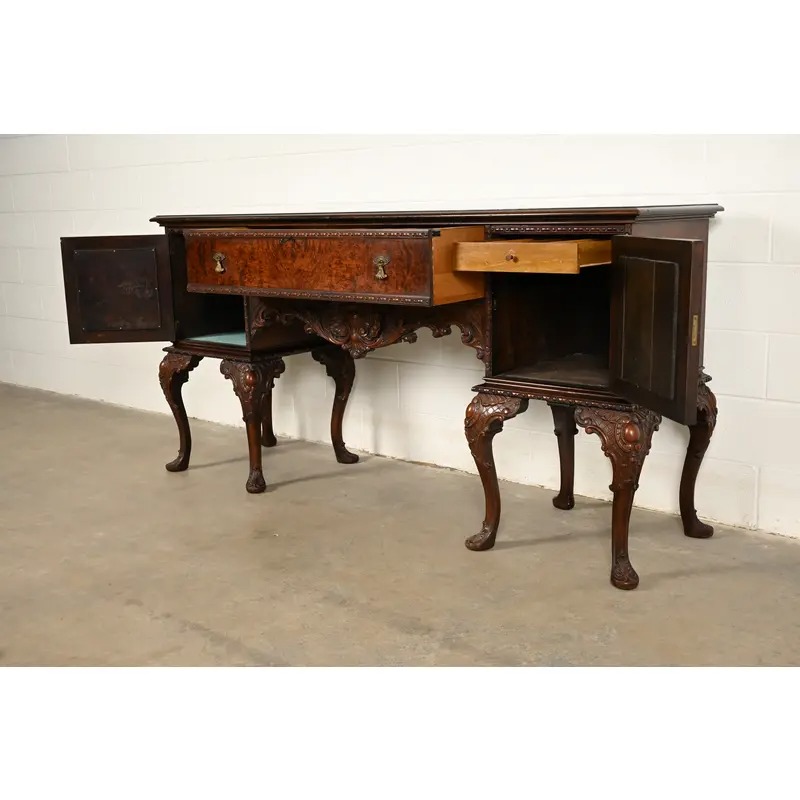 Berkey & Gay Style Chippendale Carved Mahogany Sideboard or Bar Cabinet, Circa 1920s - Image 6