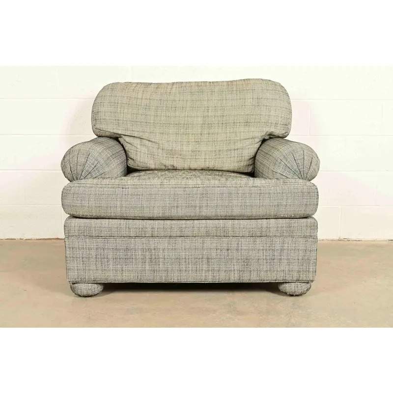 Ethan Allen Modern Upholstered Oversized Lounge Chair With Ottoman - Image 6