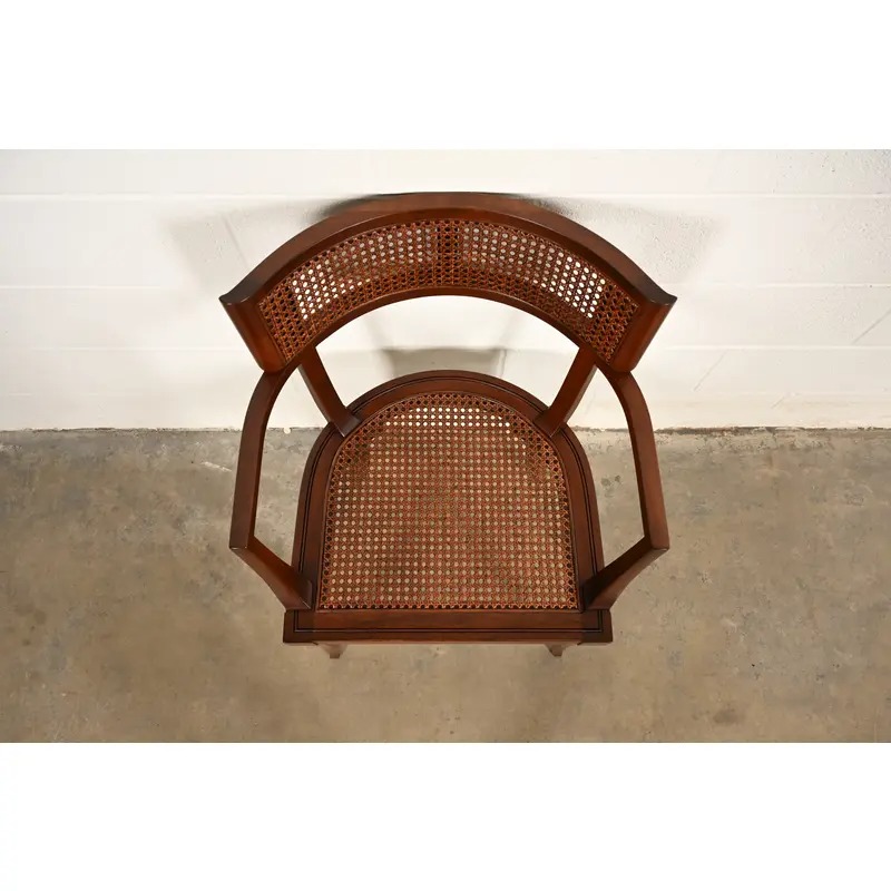 Michael Taylor for Baker Furniture Klismos Cherry Wood and Cane Armchair, Newly Refinished - Image 5