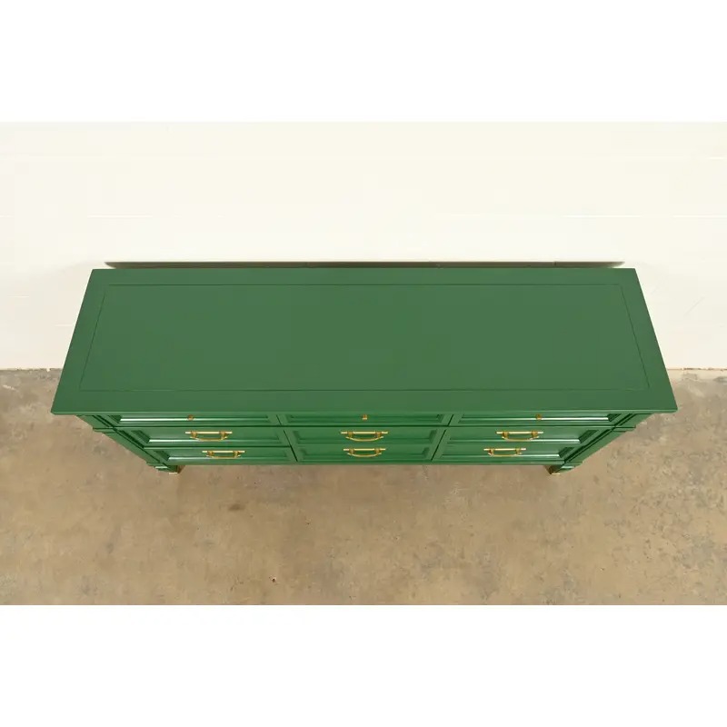 White Furniture French Regency Louis XVI Green Lacquered Dresser or Credenza, Newly Refinished - Image 6