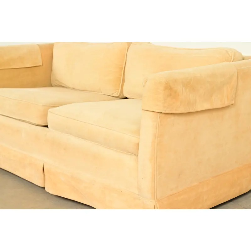 Baker Furniture Style Modern Mohair Velvet Tuxedo Sofa or Loveseat - Image 7